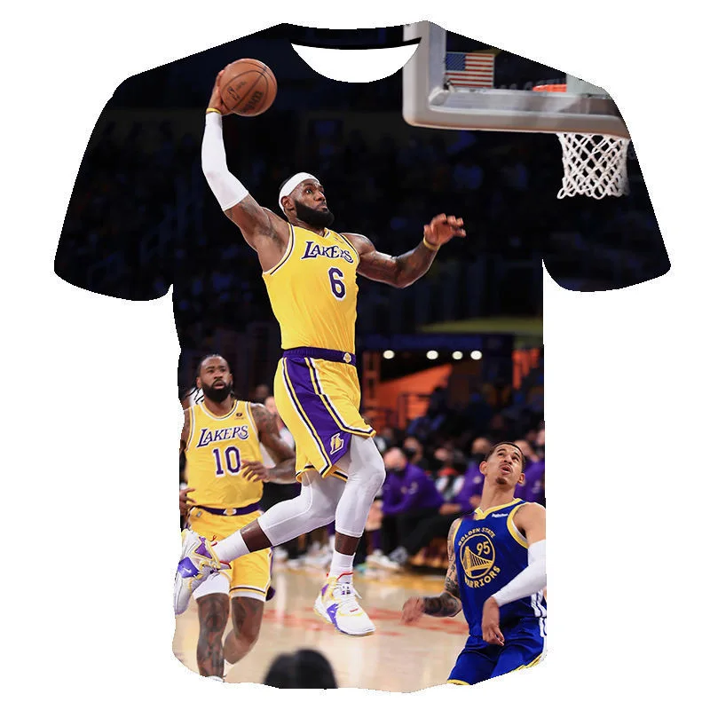 Summer NBA Stars 2024 New TShirt Short Sleeve Fashion Breathable Casual Adult Kids Teen Identical LeBron James 3d Casual T-Shirt