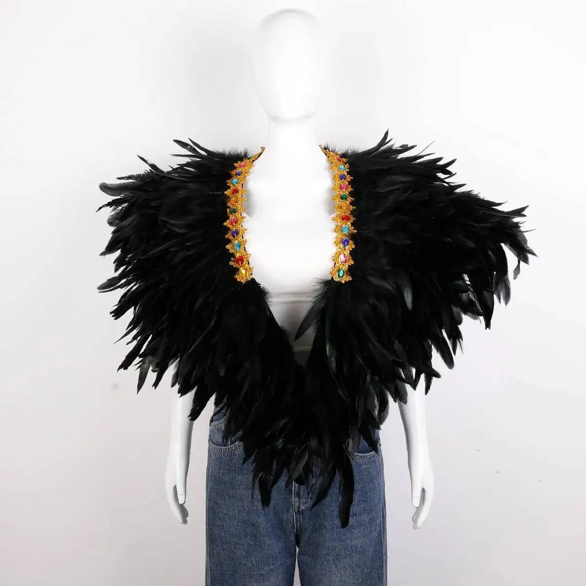 Carnival Masquerade Costume Accessories Fake Party Shawl Cosplay Scarf Women Halloween Feather Oversized Shawls