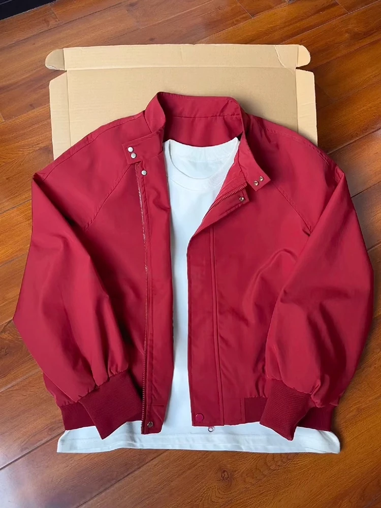 

Красный ор воротник-стойка Harrington Jaet, мужское осенне-весеннее американское бейсбольное пальто High Street orm Cleanfit Haome