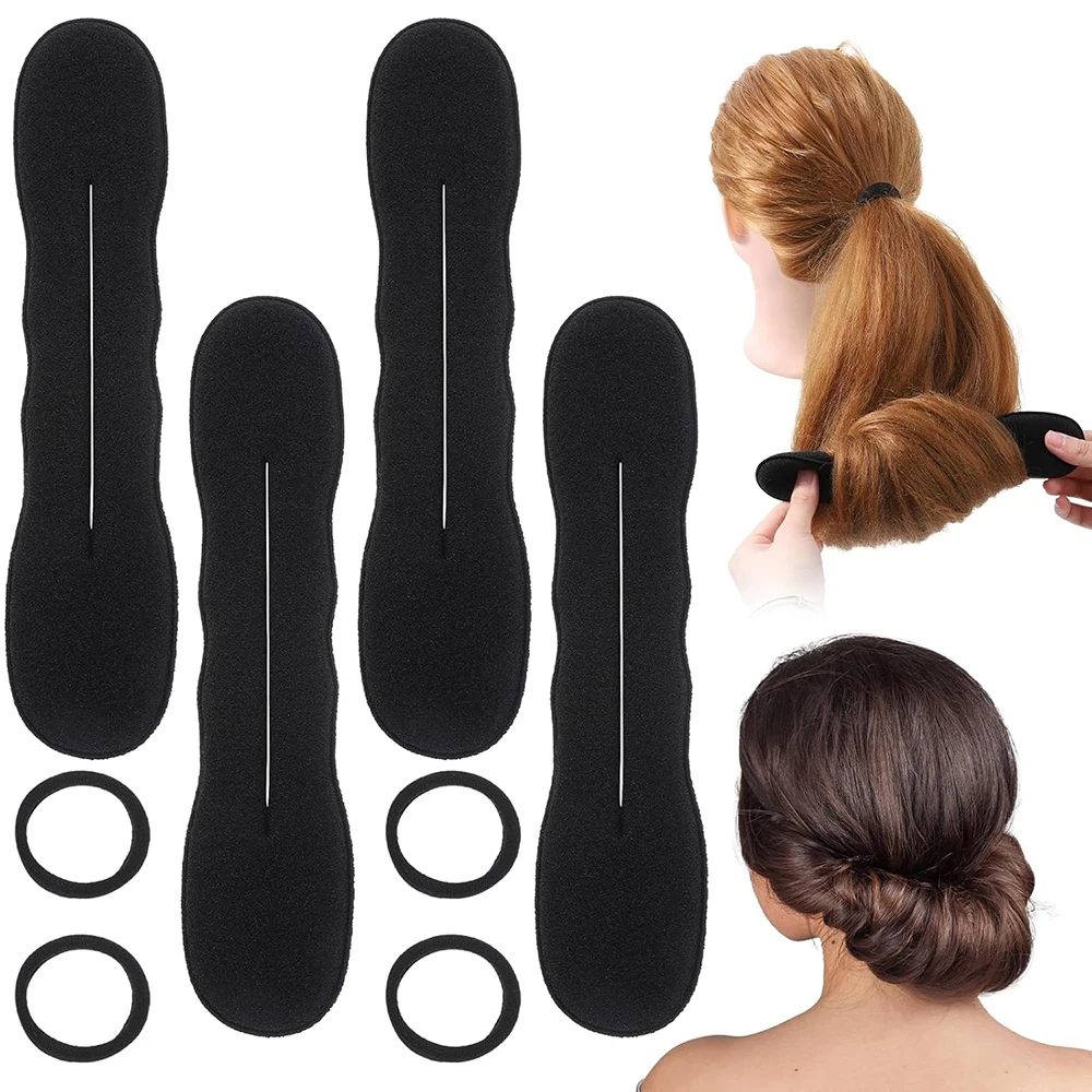 

2PCS Hair Bun Maker with Hair Ties Non-Slip Foam Sponge Shapers Reusable Bun Twister for French Twist Long Thin Curly Wavy