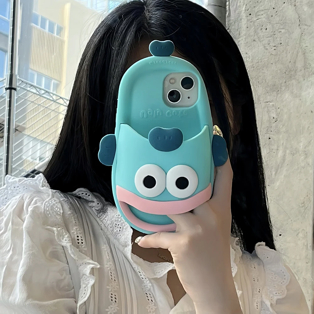 3D Cartoon Cute Sanrios Hangyodon Slippers Stereoscopic Phone Case for IPhone 15 14 13 12 11 Pro Max Soft Silicone Back Cover