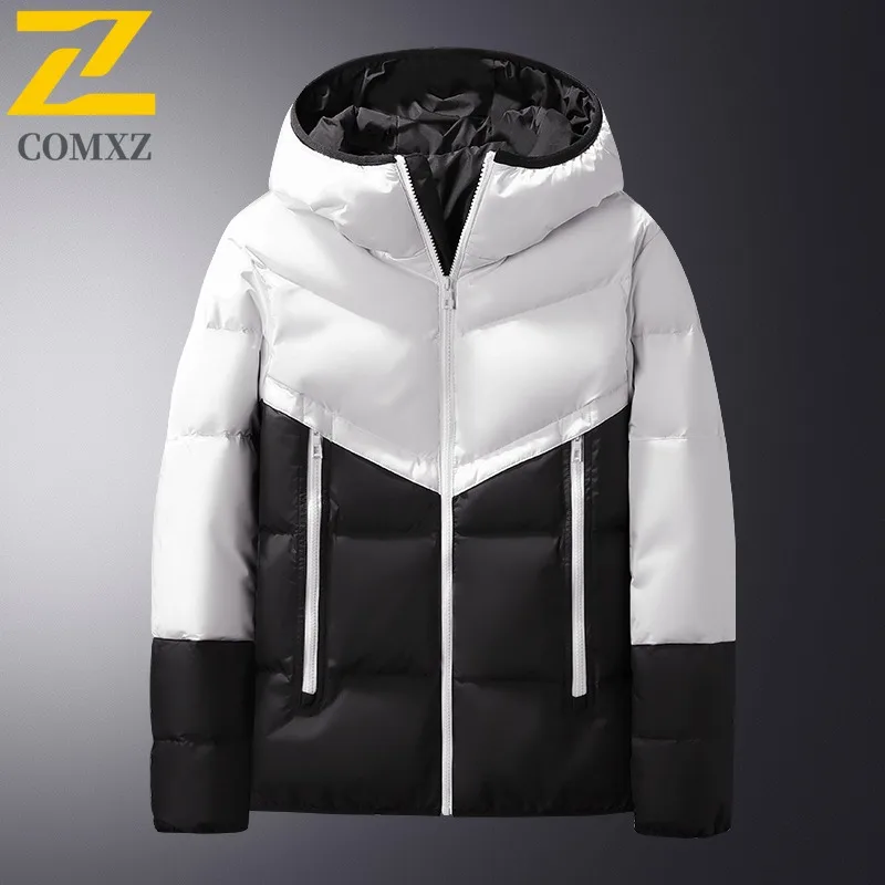 

Men Outdoor Leisure Hooded Jacket Winter Parka Fleece-Lined Thickened Puffer Coat Waterproof Windproof Thermal Street Outerwear