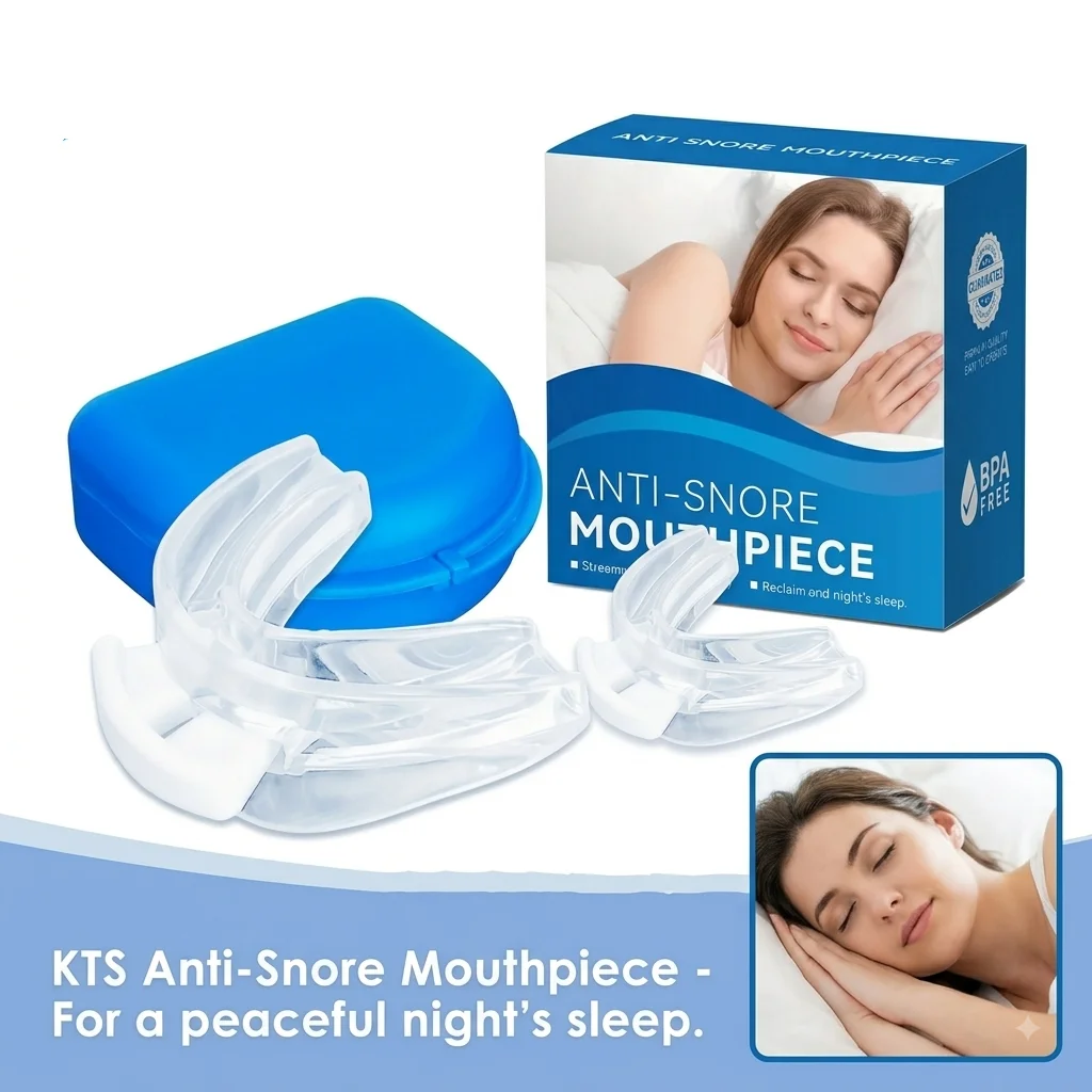Anti Snoring Mouthpiece Professional Stop Snoring Mouth Guard Device BPA Free Custom Fit Silicone Night Guard for Teeth Grinding & Sleep Apnea, Adjustable Dental Appliance Guard for Men Women with Storage Case