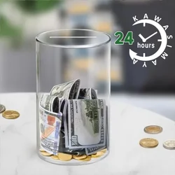Piggy Bank for Adults Must Break to Open Acrylic Clear Piggy Bank Money Saving Box for Cash Saving Real Money Bank Coin Bank
