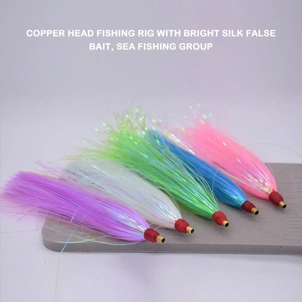 10 stücke Bucktail Teaser Jig Angeln Lockt Slip Flash Linie Rock Köder Rigs Angeln Haken Teaser Köder Kit DIY Locken angelgerät