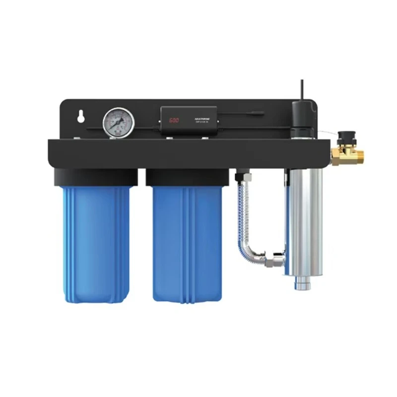 Whole House Drinking 4.5*10'' Big Blue UV Water Filter System Under Sink with Black Hanging Board