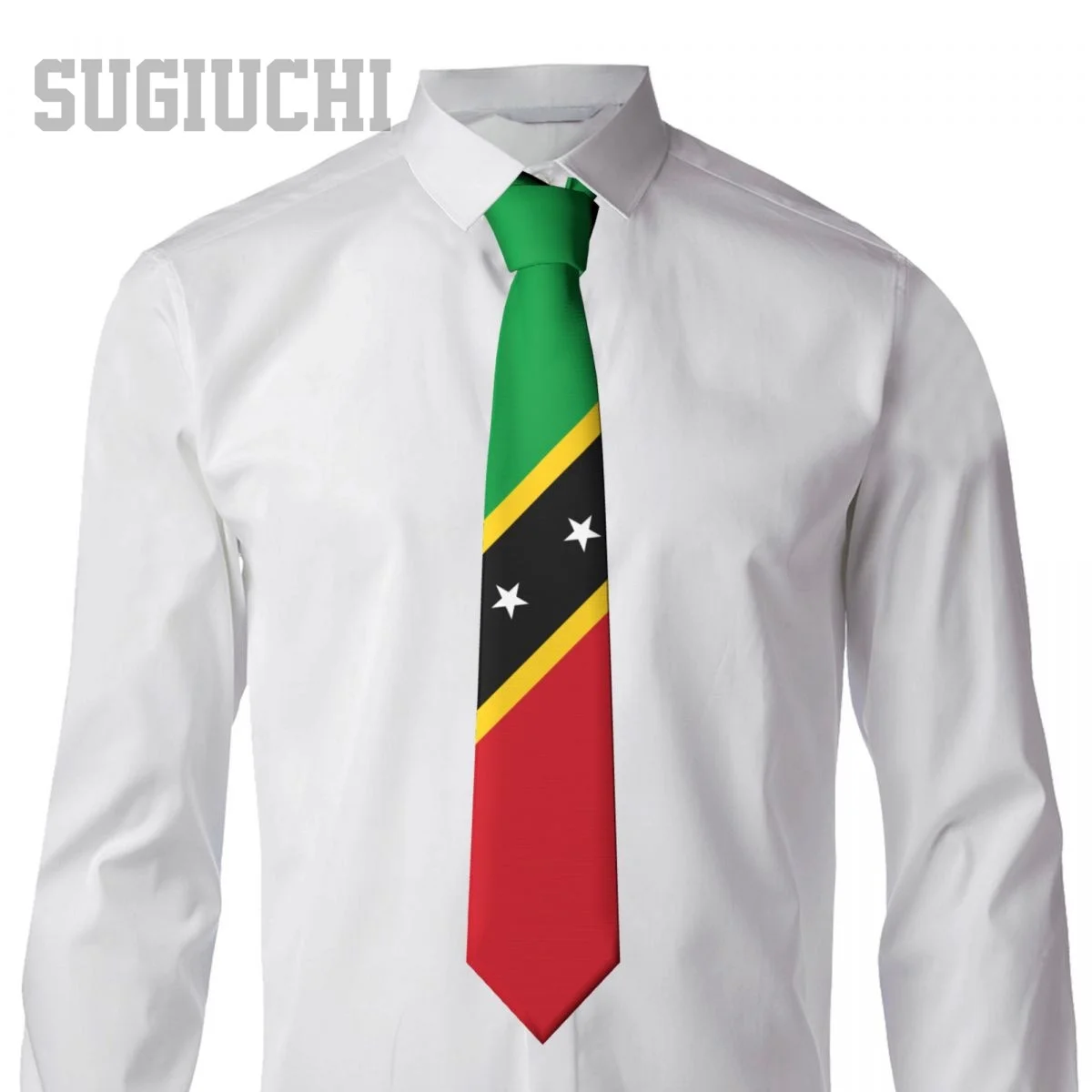 Saint Kitts And Nevis Flag Emblem Men Women Neck Ties Casual Plaid Tie Suits Slim Wedding Party Business Necktie Gravatas