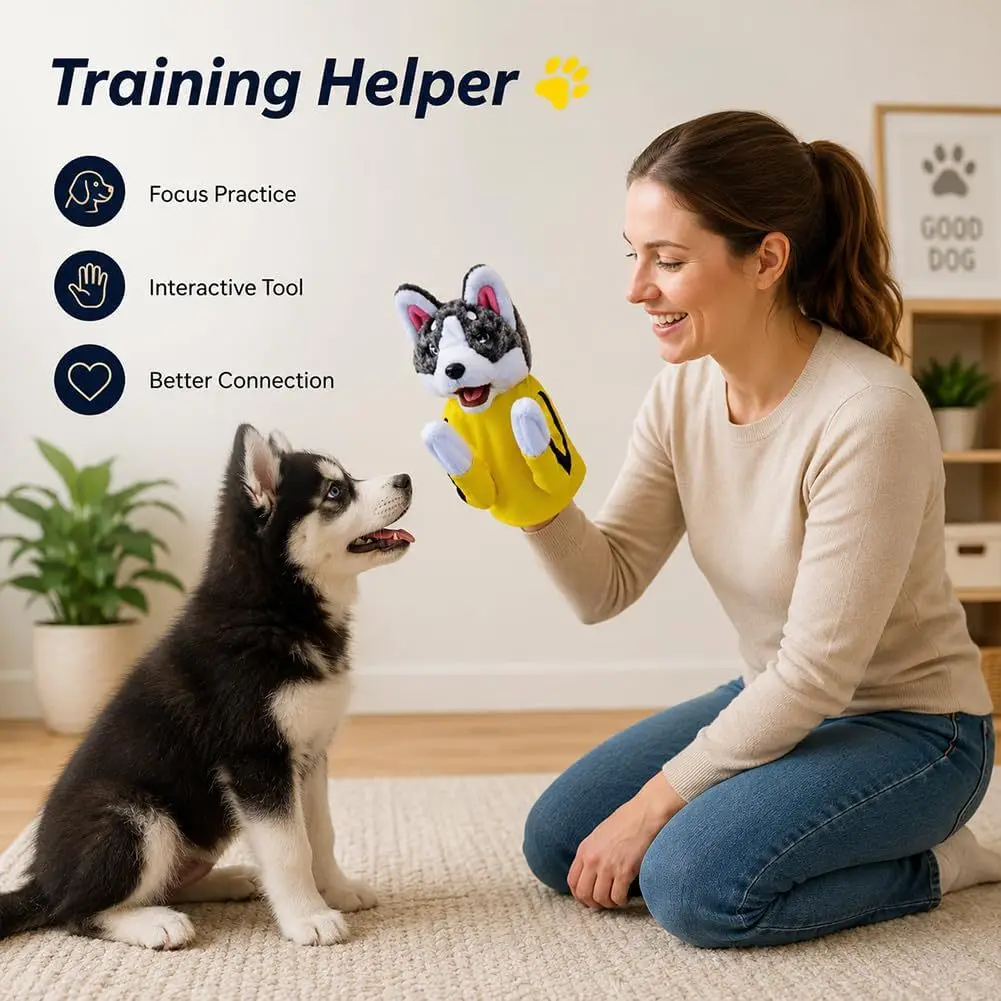 Husky Boxing Interactive Plush Toy Kung Fu Dog Sound Boxing Toy, Plush doll with Sound, Boxing Dog Interactive Hand Puppet