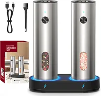 Automatic Pepper Grinder Salt And Pepper Grinder Rechargeable Adjustable Coarseness Spices Mills With LED Light Kitchen Tool