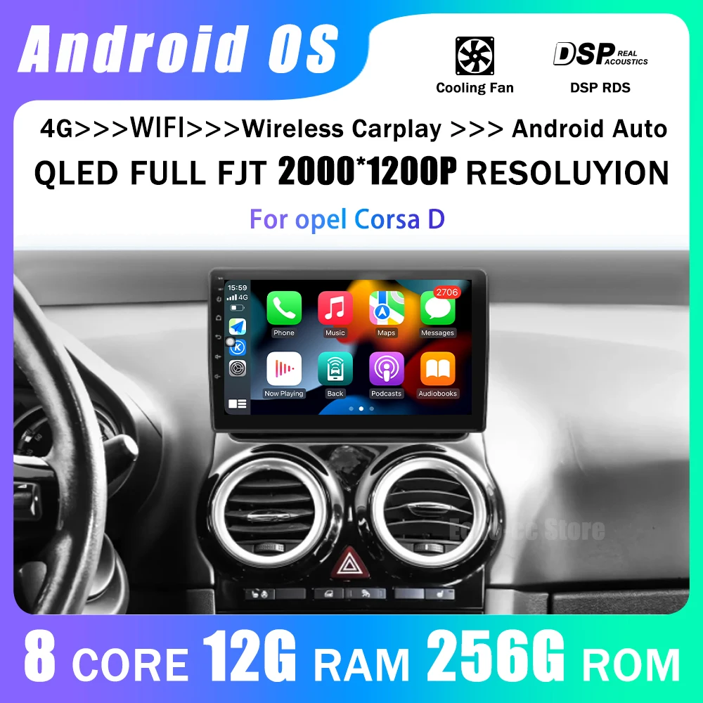 

For Opel Corsa D 2007-2012 Android Auto Car Radio Stereo Multimedia Player Navigation GPS WIFI Carplay 360 Camera 9 Inch Screen