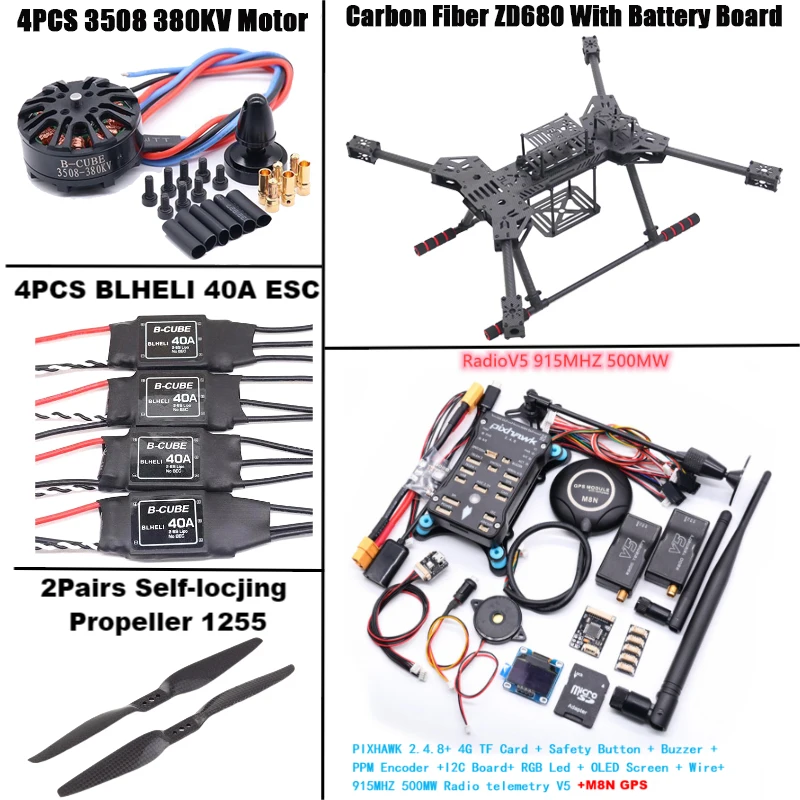 NUOVO ZD680 PIXHAWK2.4.8 M8N Kit telaio esacottero con braccio pieghevole hexacottero completamente in fibra di carbonio per robot con carrello di atterraggio non gonfiabile