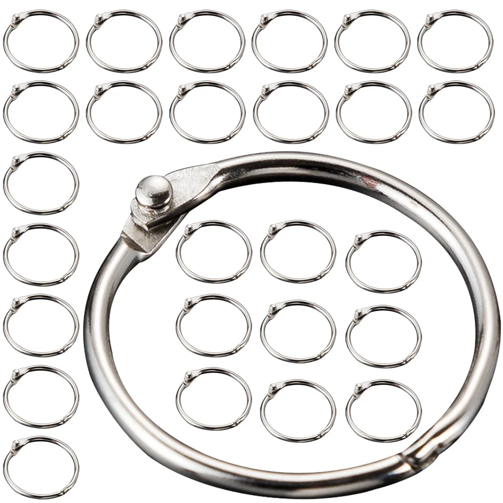50 Pcs The Ring Key Metal Binder Keychain Rings Steel Big Office Loose Leaf Large Silver Book
