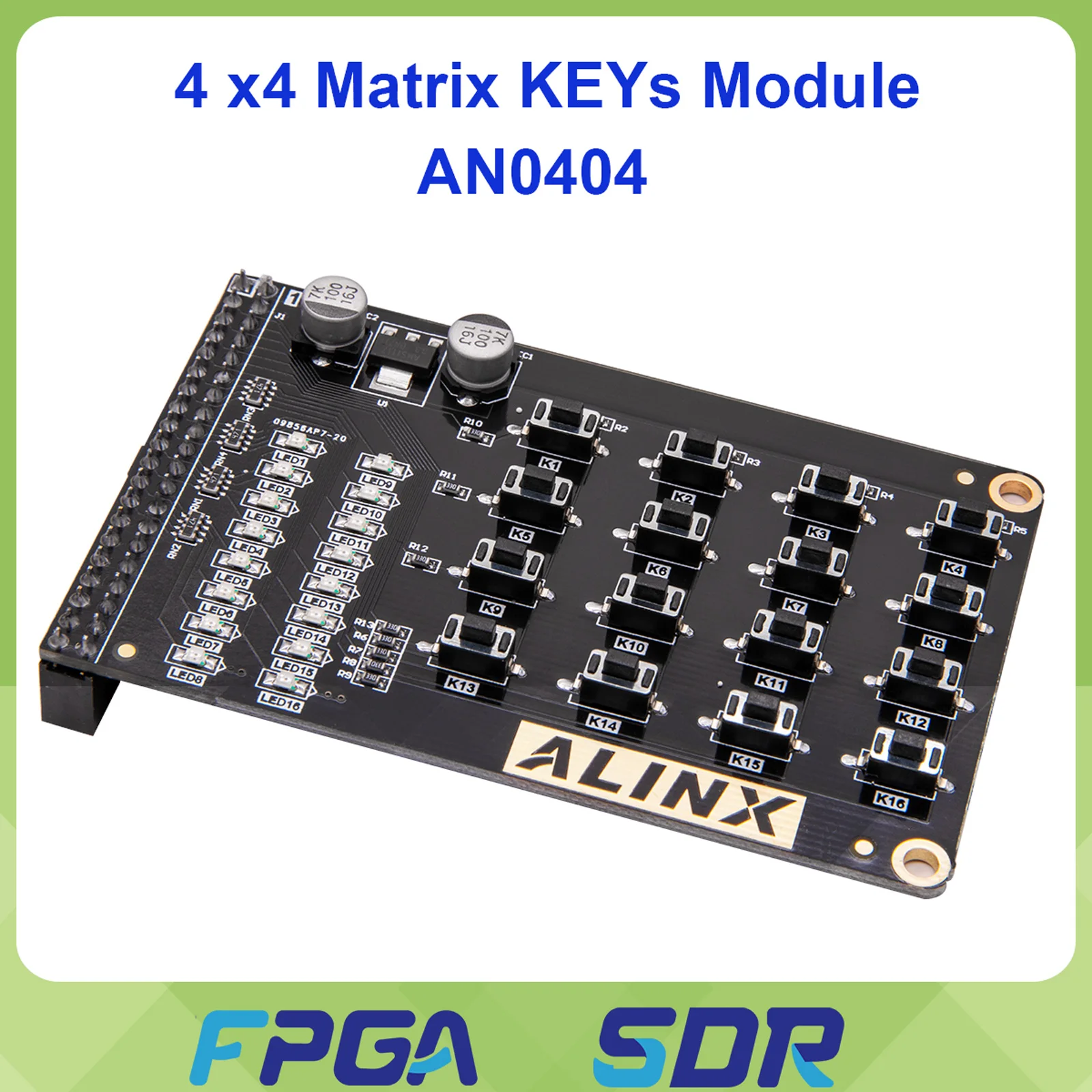 ALINX AN0404 4 x 4 Matrix KEY LED Expansion Module for FPGA Board Electronic Components & Semiconductors