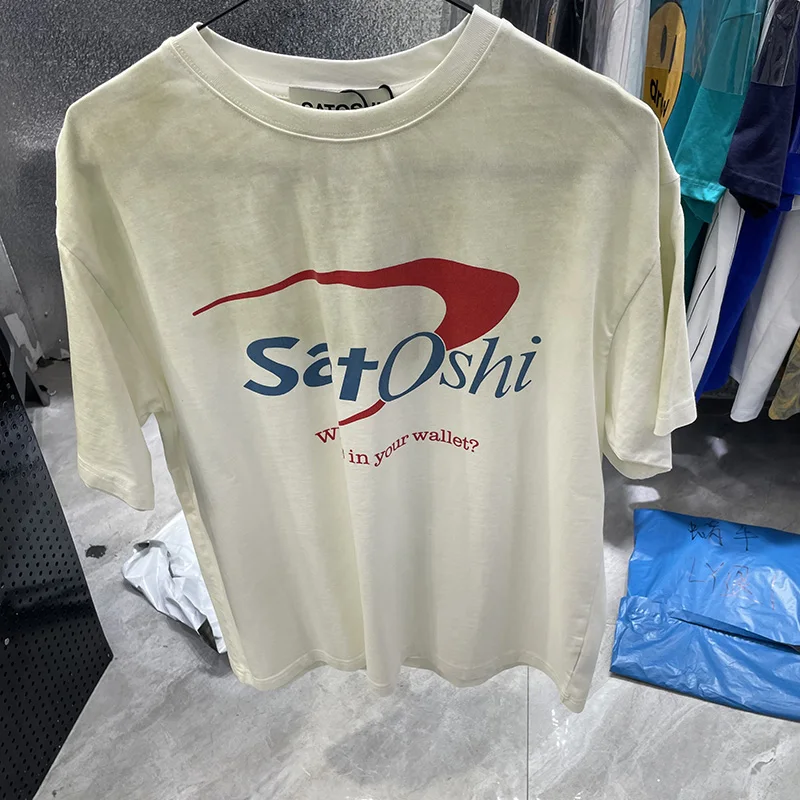 Summer Streetwear Satoshi Nakamoto T Shirt Men Woman Fashion Vintage Print Short Sleeve Washed Damaged Hole Old Top Tee