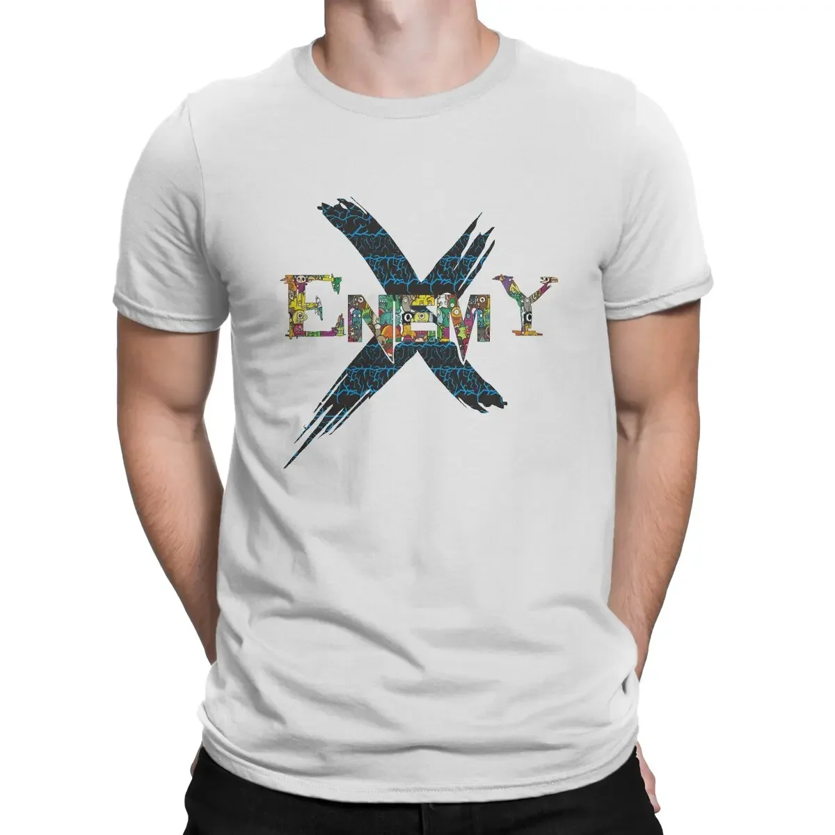 Men 100% Cotton Funny T-Shirt  Enemy X T Shirts  Crewneck Imagine Dragons Tee Shirt Short Sleeve Clothes 5XL  men clothing