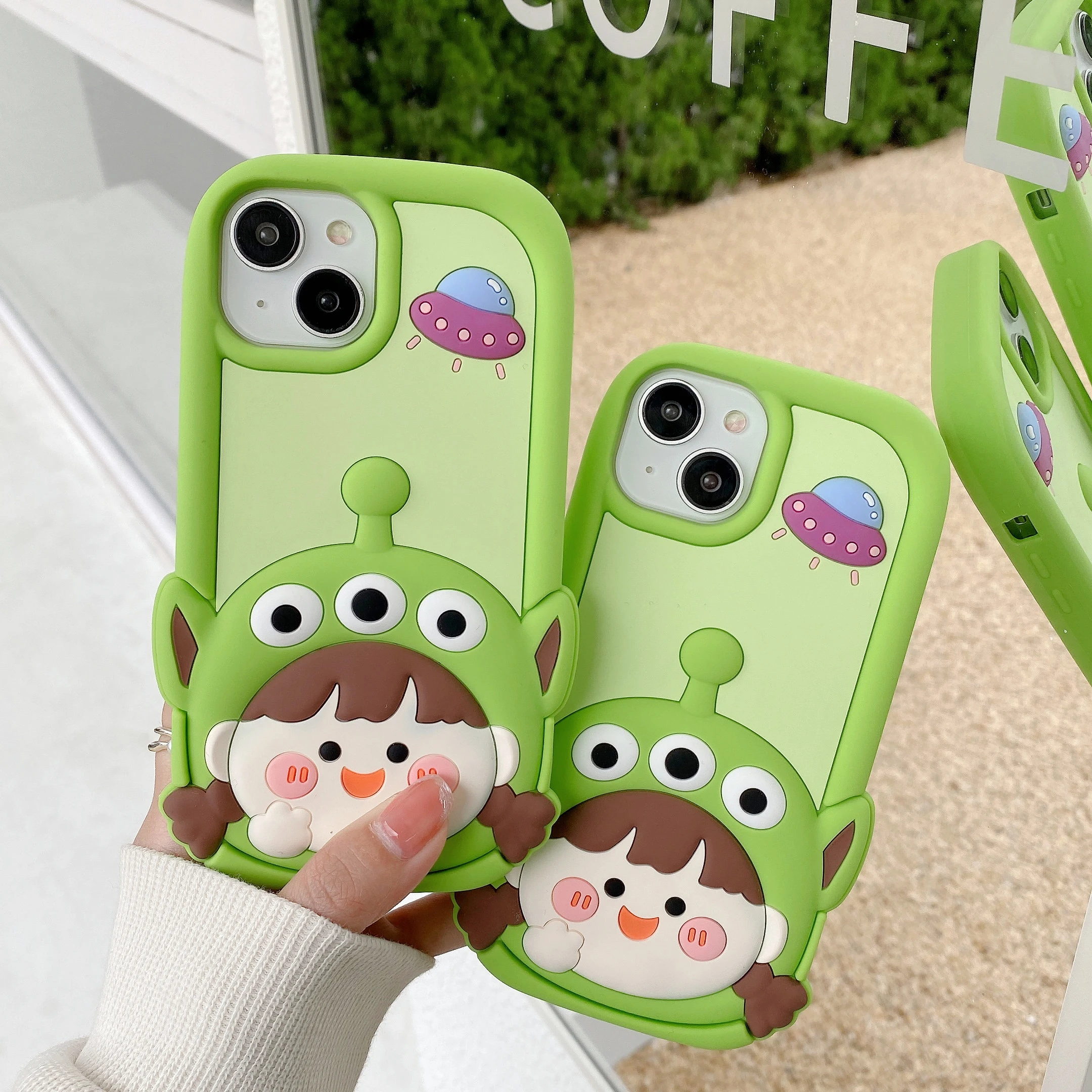 

3D Cute Interesting Braided Hair Girl Airship Phone Case For iPhone 15 14 11 12 13 Pro Max Soft Silicone Shockproof Back Cover