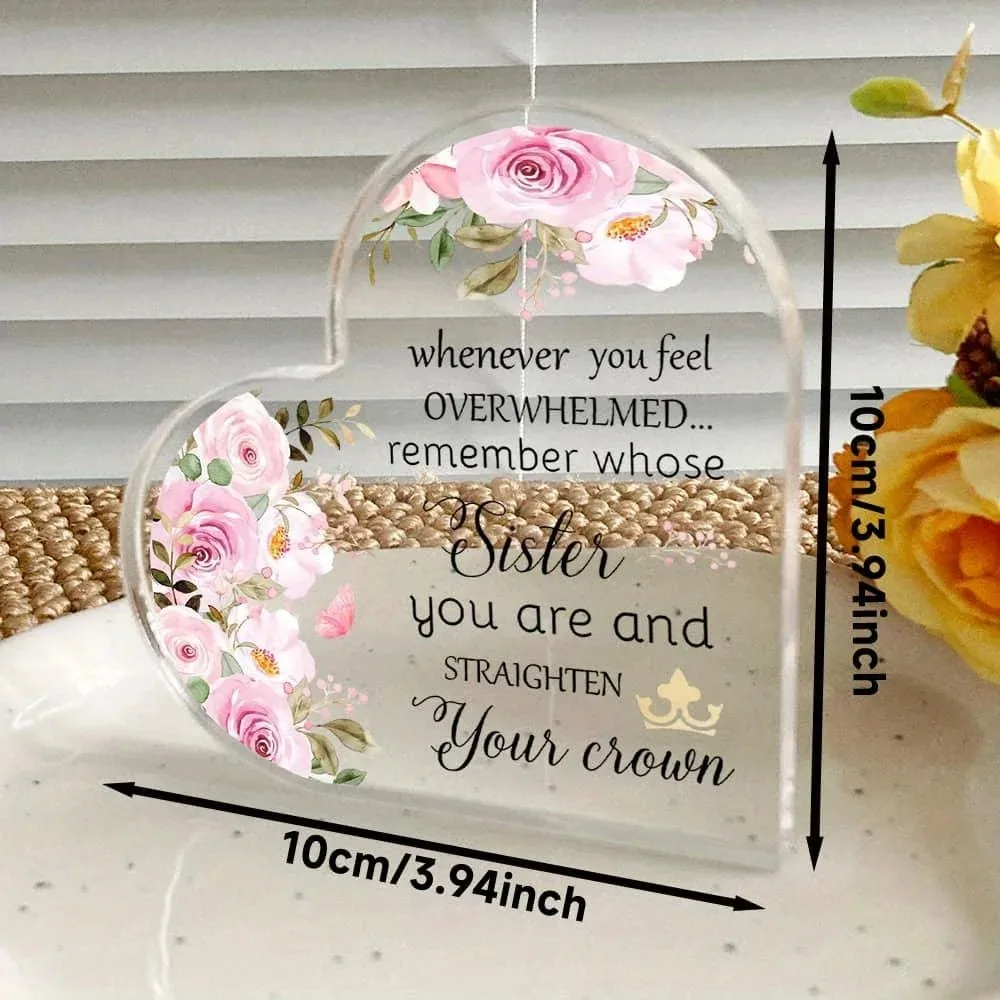 CIFBUY Acrylic Wall Decor 2D Floral Pink Rose Design Sister Gift For Home Office Bedroom Indoor Outdoor Decorative Art