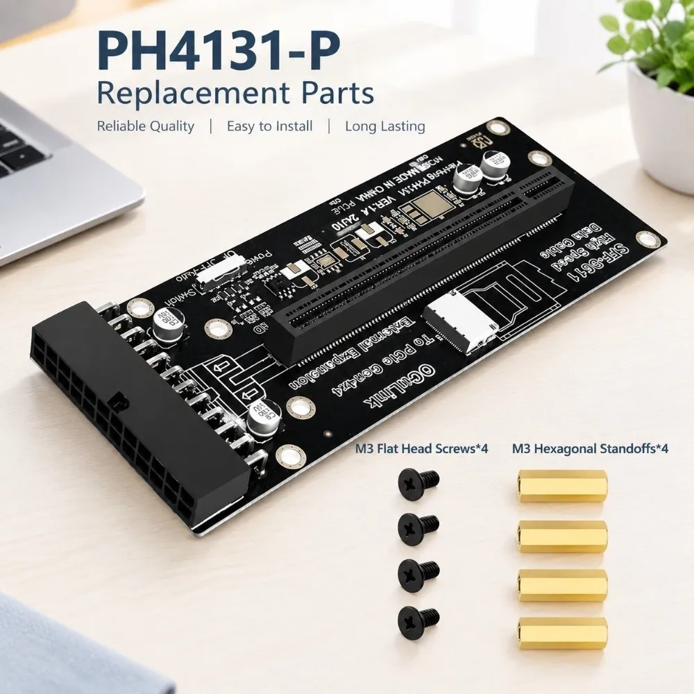 PCIe 4.0 X16 Interface Data Transfer Expansion Card 64Gbps Bandwidth 90 Degree Connector PCIe 4.0 X16 Adapter 24Pin Power Supply