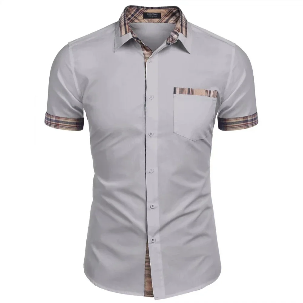

Men's clothing summer short-sleeved Hawaiian ice silk shirt patchwork shirt casual retro vacation outdoor large size clothing