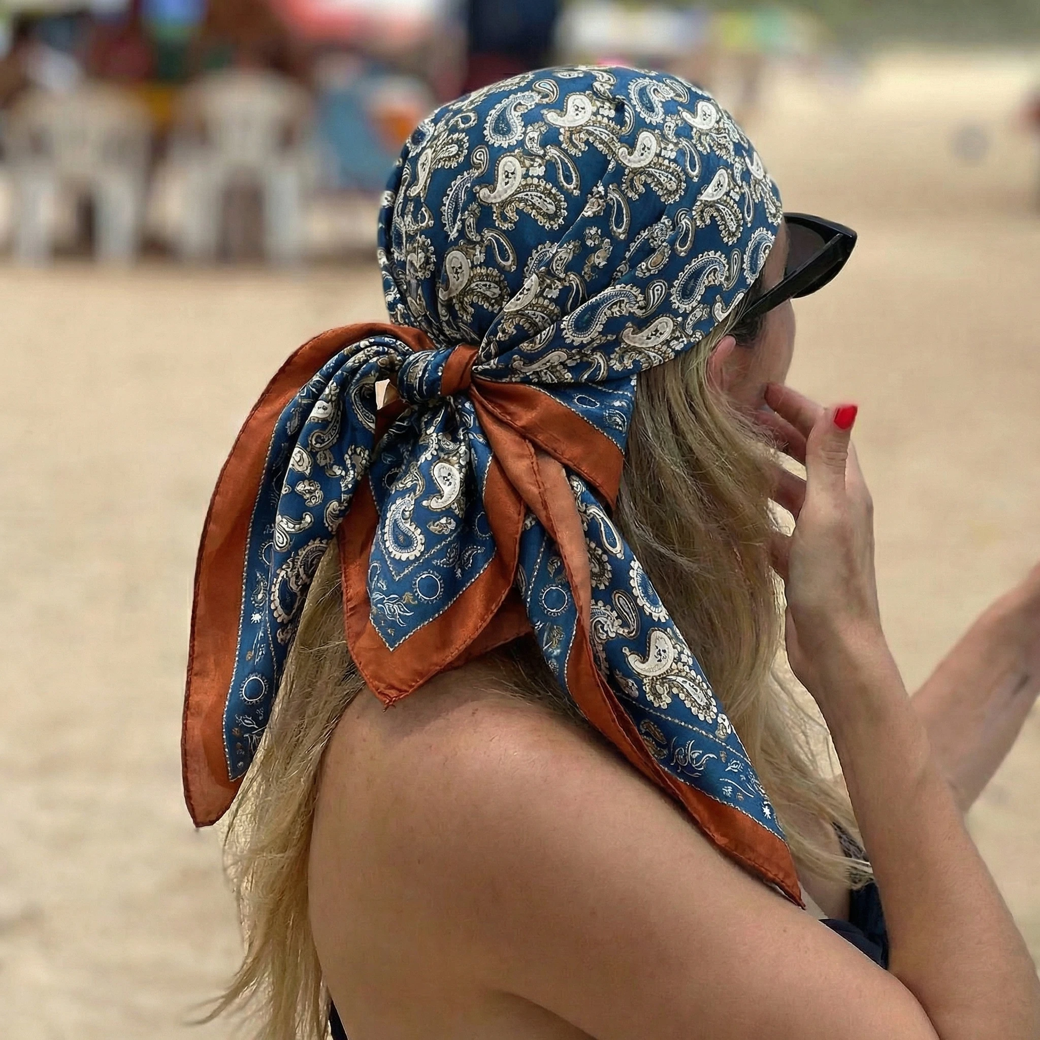 

Silk Shawl Satin Square Scarf For Women Flower Neckerchief Female New Headband Hair Bands Print Foulard Hijab Wraps Bandana 2024