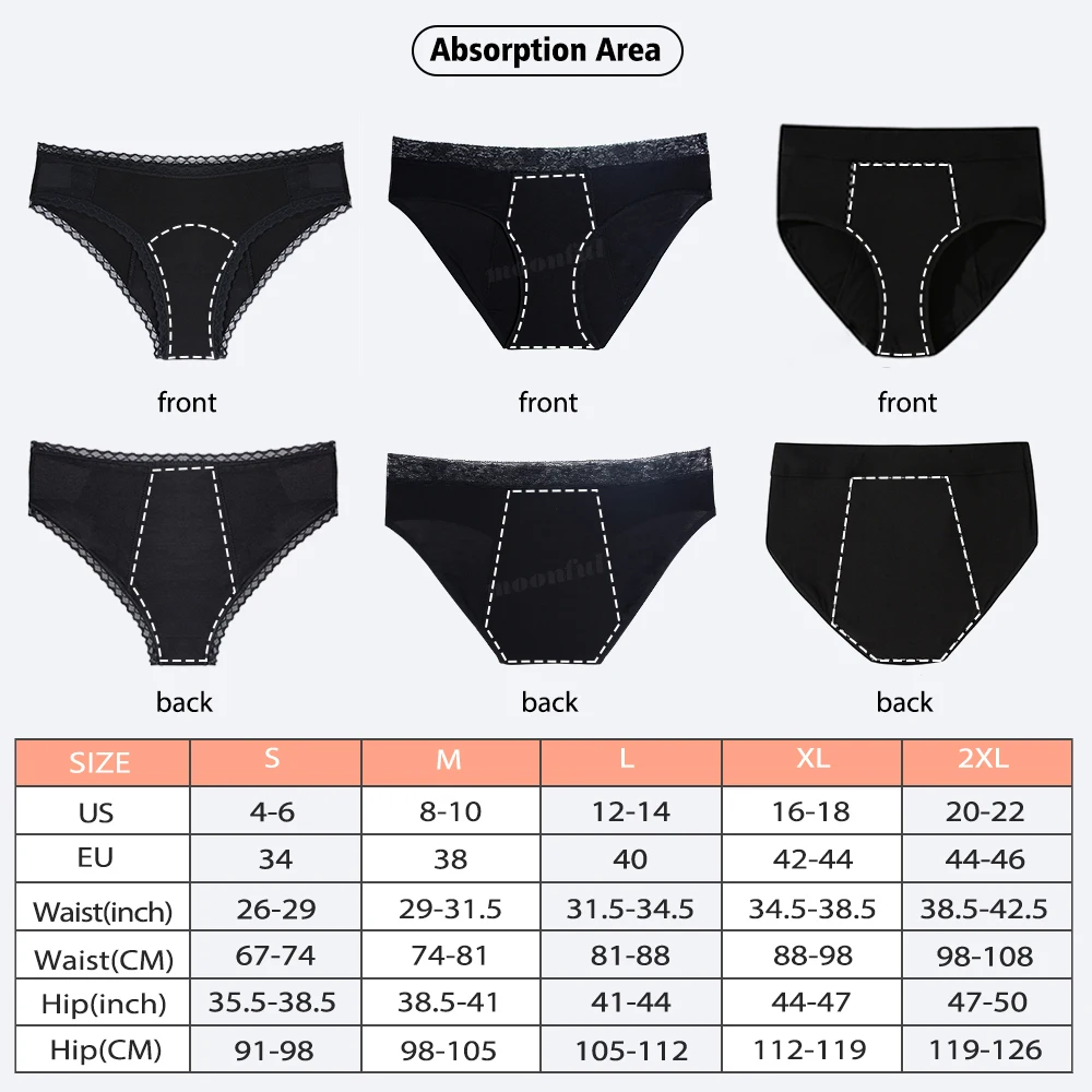 3 PCS Cotton Menstrual Panties Women Lot Leak Proof Period Underwear Heavy Flow 4 Layer Menstrual Cycle Absorbent Underwear Pack