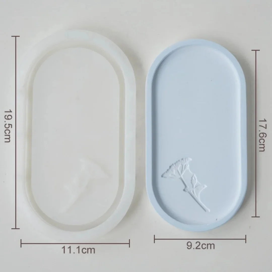 DIY Oval Patterned Aromatherapy Gypsum Tray Silicone Mold  Epoxy Resin Candle Coaster Storage Tray Desktop Decoration Mould