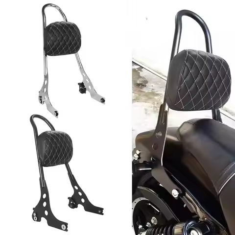Motorcycle Detachable Rear Passenger Backrest Pad Sissy Bar Cushion Rhombus For Harley Sportster XL883 1200 X48 Forty Eight
