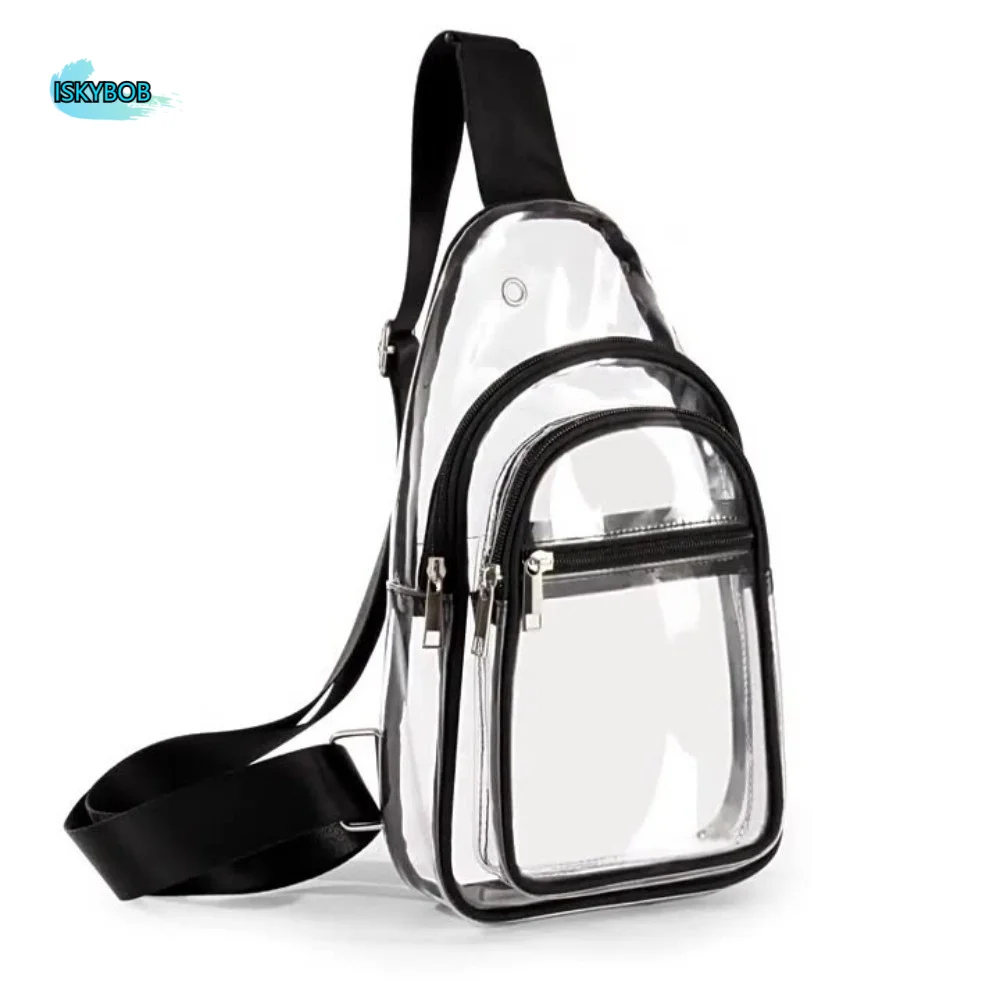 Large Capacity Transparent Crossbody Bag Lightweight Multifunctional Clear Chest Bag Sling Adjustable PVC Shoulder Bag Travel
