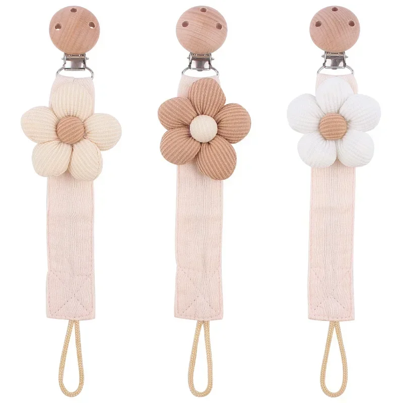 

Cartoon Flower Infant Pacifiers Chain Baby Children Beech Wooden Pacifier Clips Kids Anti Drop Nipple Bracket Holder Accessories