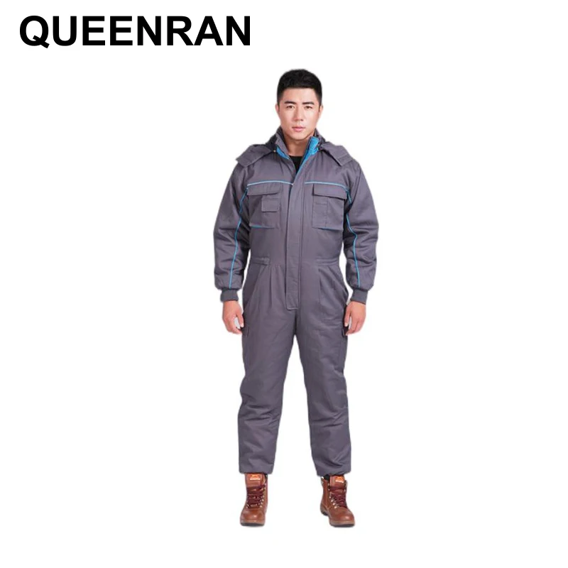 

Autumn Winter Thicken Warm Cotton Jumpsuit Safety Jacket Worker Working Clothes Mens Workwear Coveralls for Security Protection