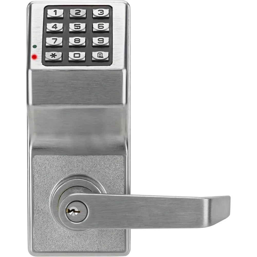 Alarm lock - User weatherproof electronic numeric keypad cylindrical lock rod, satin chrome plated treatment