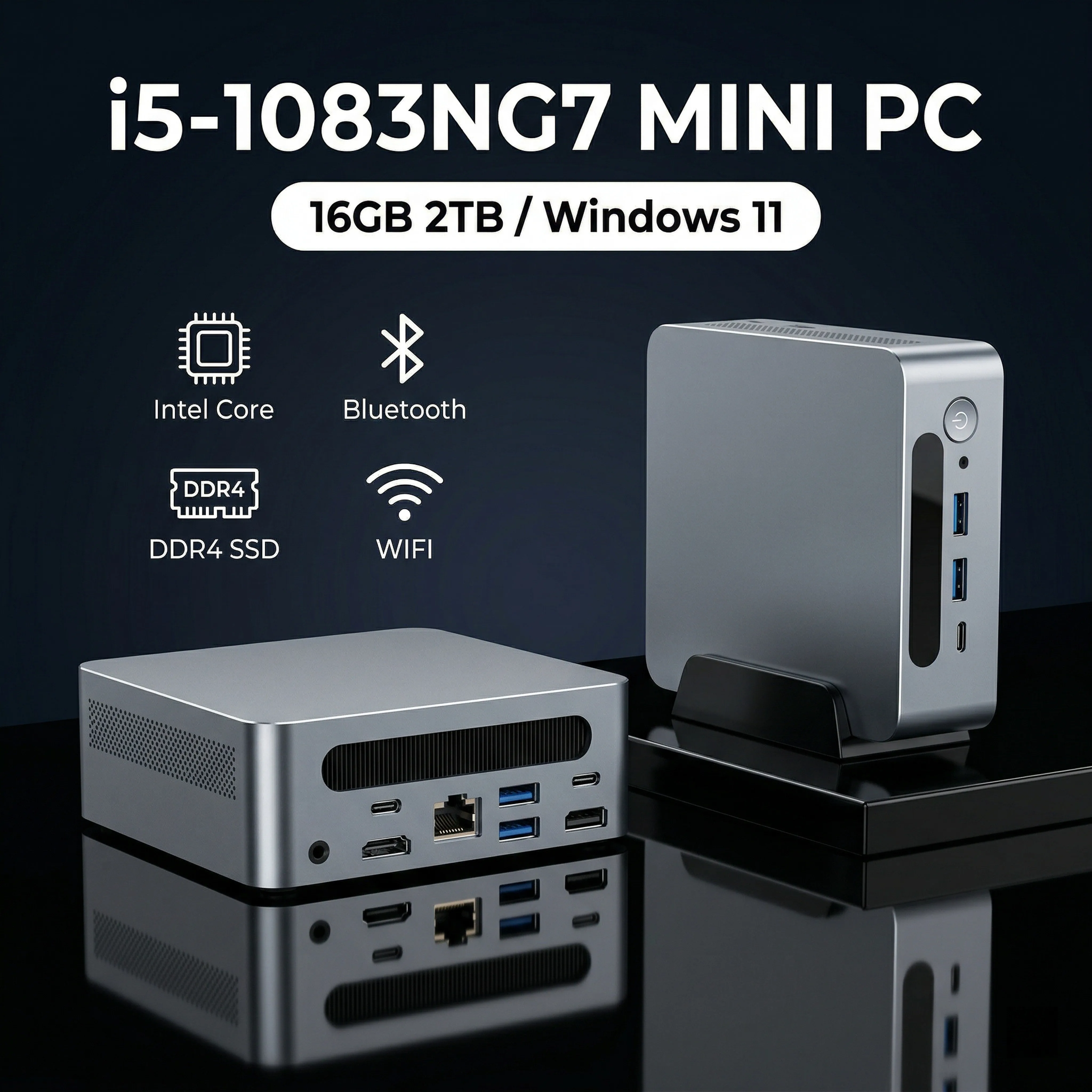 Mini PC Intel Core i5-1083NG7 con Soporte 4K, Ultra Delgado, Microcomputadora de Escritorio para Negocios y Oficina, Compatible con MAC, Windows 11 Pro