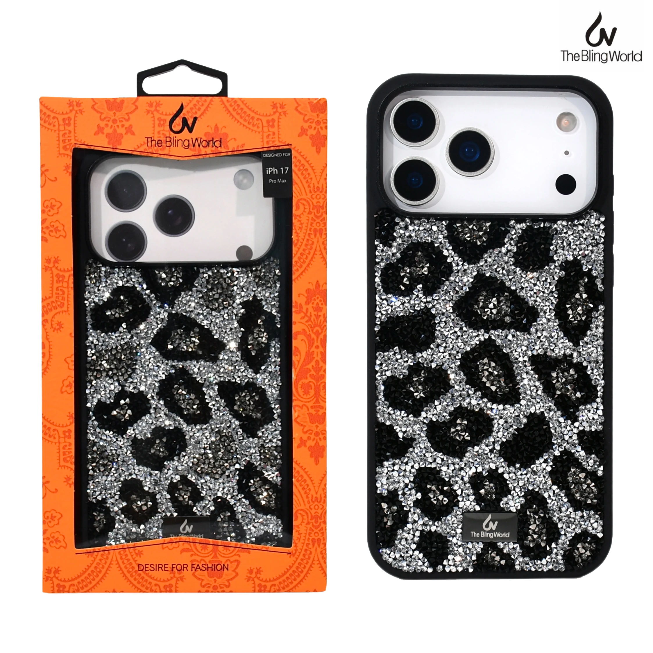 

For Iphone 17 Air 16 Pro Max 15 14 Plus 13 Luxury Diamond Encrusted Leopard Rhinestone Bling Girls Shockproof Crystal Phone Case