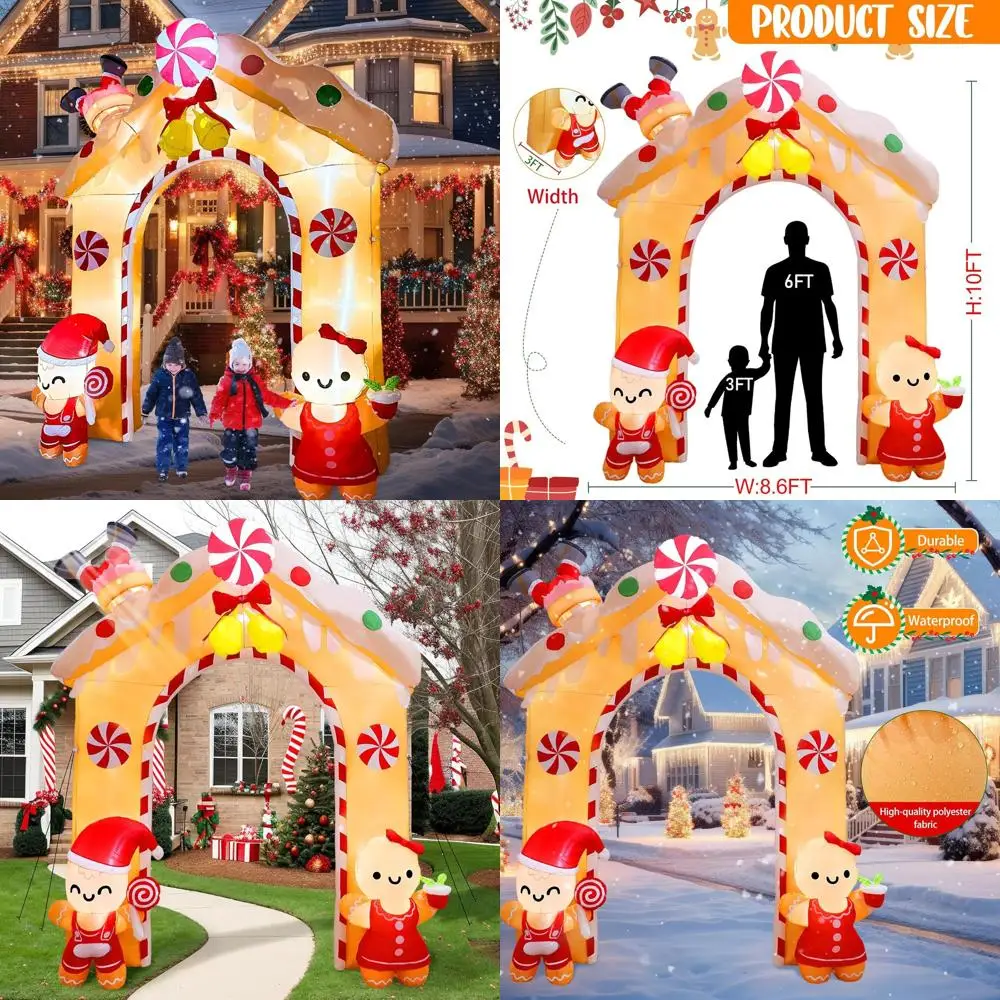 

Gingerbread Man Christmas Archway Inflatable Outdoor Decorations with LED Lights