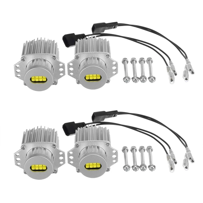 4Pcs Angel Eyes Canbus 80W LED Headlight Marker Light Bulbs Error Free For -BMW E90 E91 3 Series 2005-2008 Super White