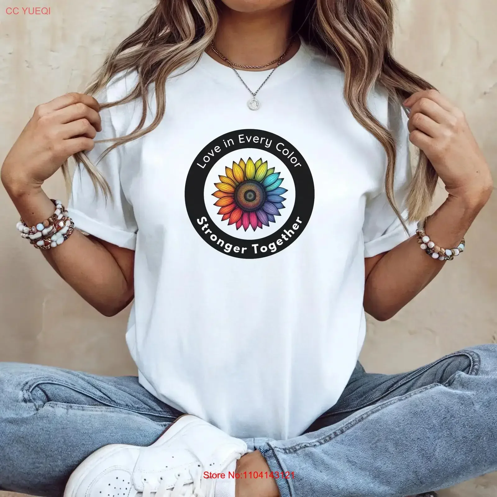 Love in Every Color Stronger Together T Shirt Gay Pride Flower Month Sunflower LGBTQ tee  vintage Washed Unisex homme Soft