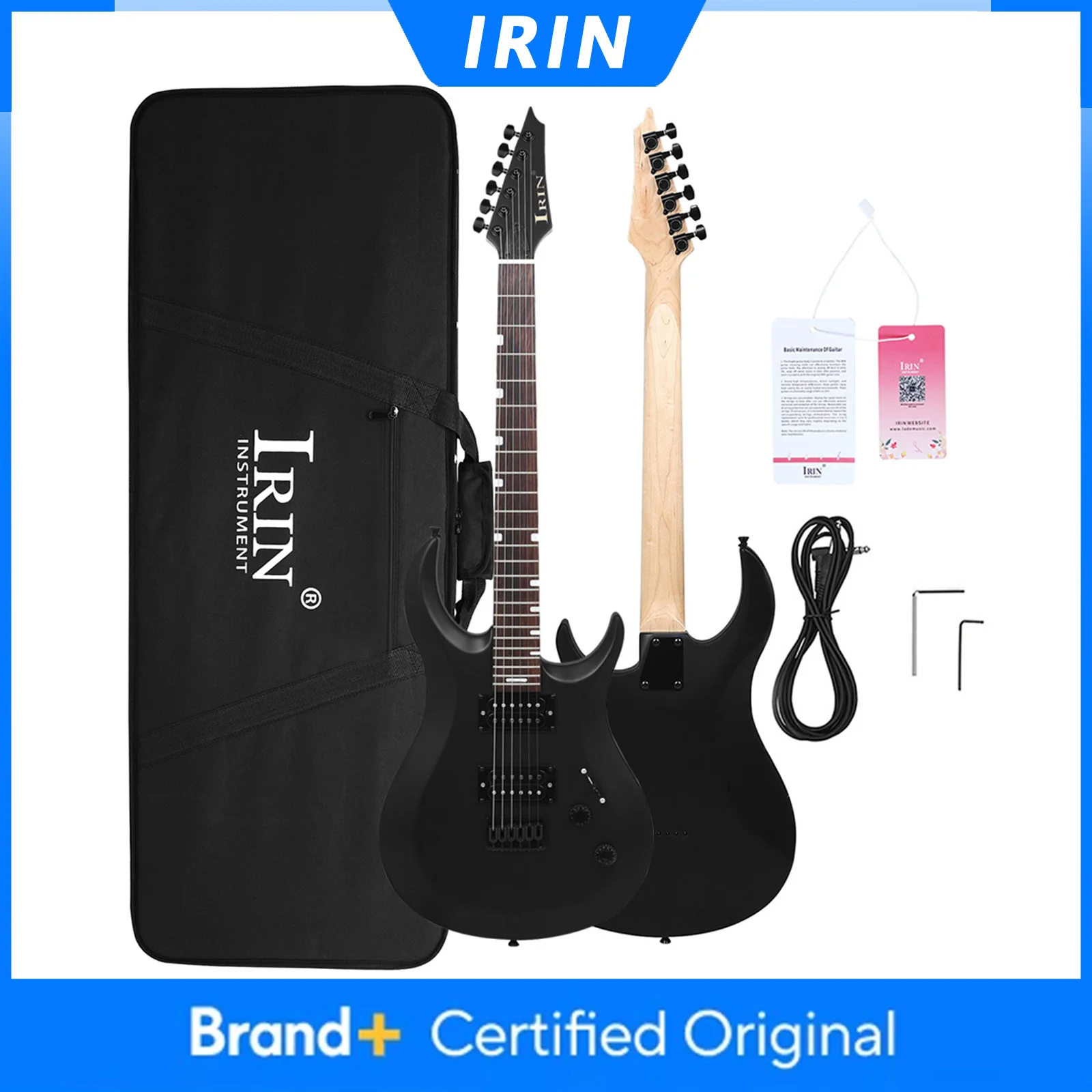 

IRIN R-370 Electric Guitar 24 Frets 6 Strings Oguman Body Maple Neck Black Electric Guitarra with Case Wrench Connection Cable
