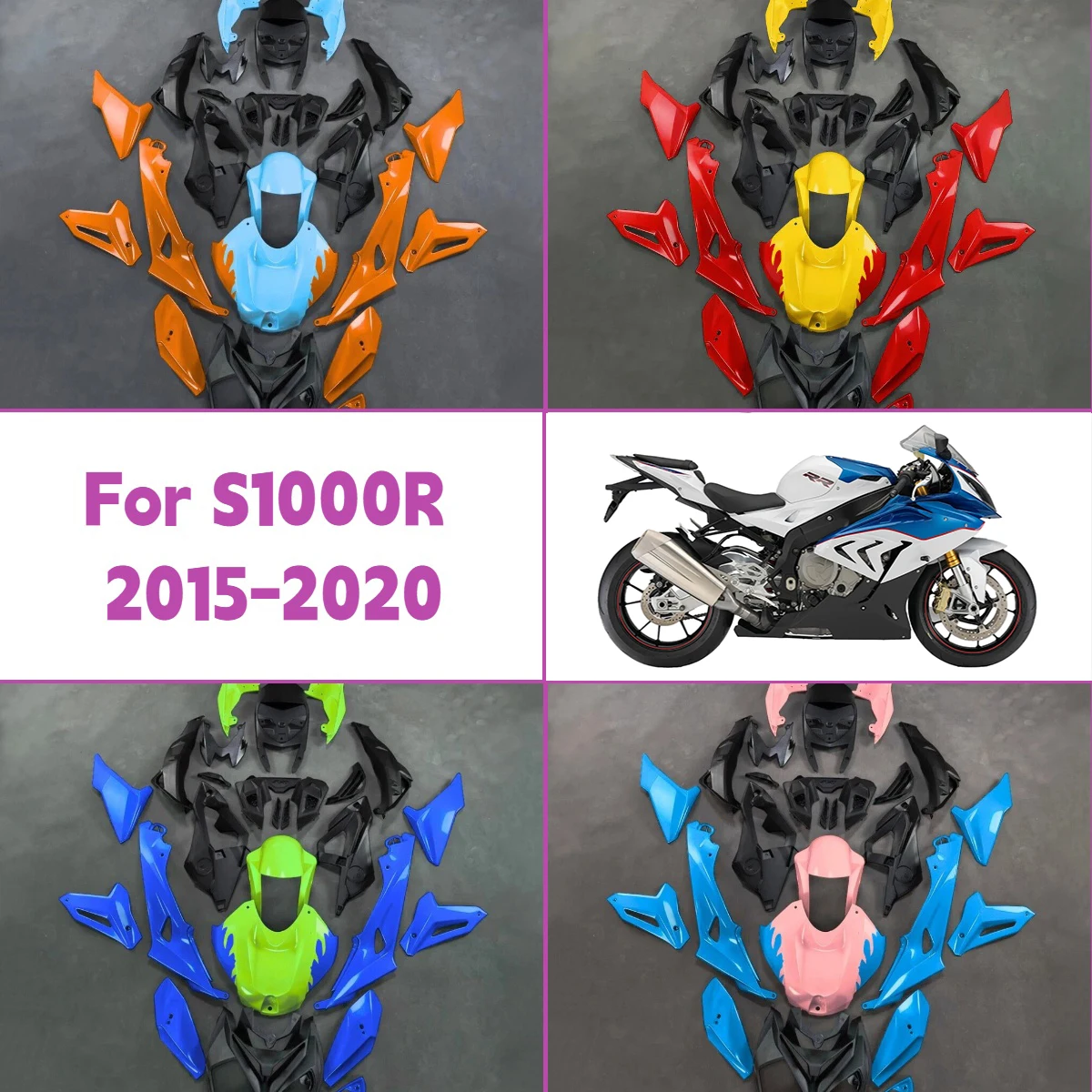 

Комплект обтекателей для мотоцикла BMW S1000R (2015-2020) из ABS-пластика, полный комплект панелей кузова
