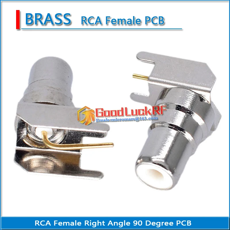 

50 ohm Welded RCA Female 90 Degree Right Angle Plug solder cup PCB Nickel Plated Brass RF Coaxial Adapters