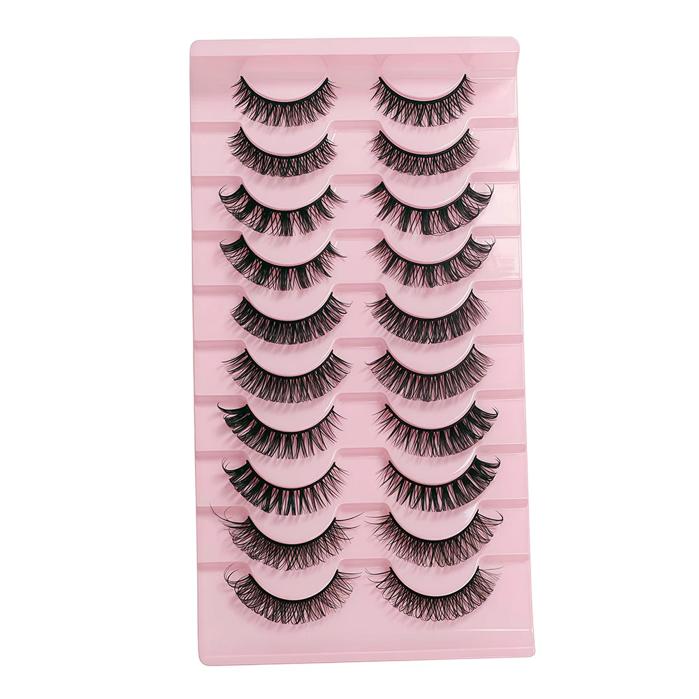 New DD Russian Curling False Eyelash 10 Pair Set, Large Curvature Curling False Eyelash, European and American Thick False Eyela
