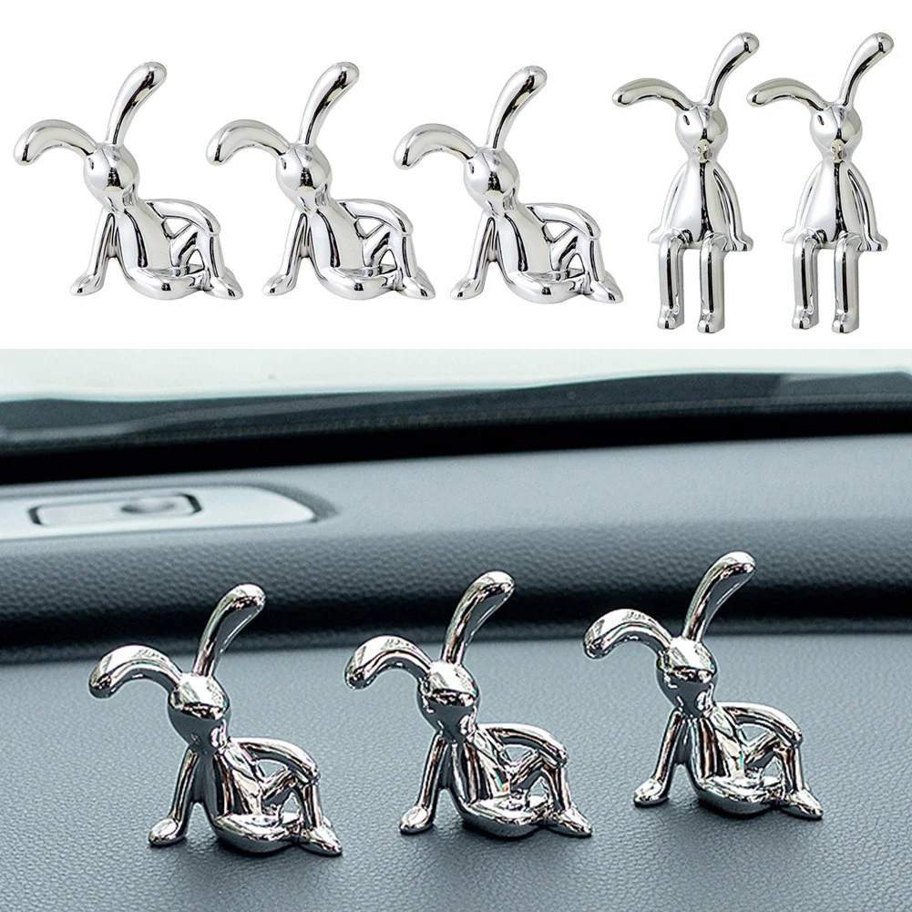 1-6 Stuks Konijn Dier Decor Moderne Stijl Cartoon Konijn Sculpturen Zilver Nordic Konijn Standbeeld Woonkamer Decoratie