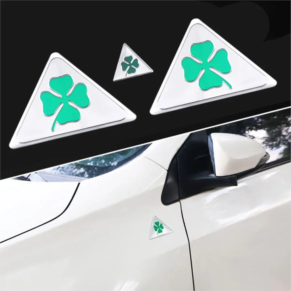 

1/3pc Green Four-leaf Clover Logo Decal For Alfa Romeo Giulia Mito Giulietta 156 147 Sportiva Car Side Fender Body Badge Sticker