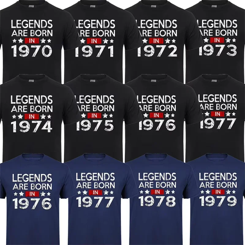 Vintage Legends are born in 1970/1971/1972/1973/1974/1975/1976/1977/1978/1979 T shirt men 1970s Papi Father Dad Birthday T-shirt