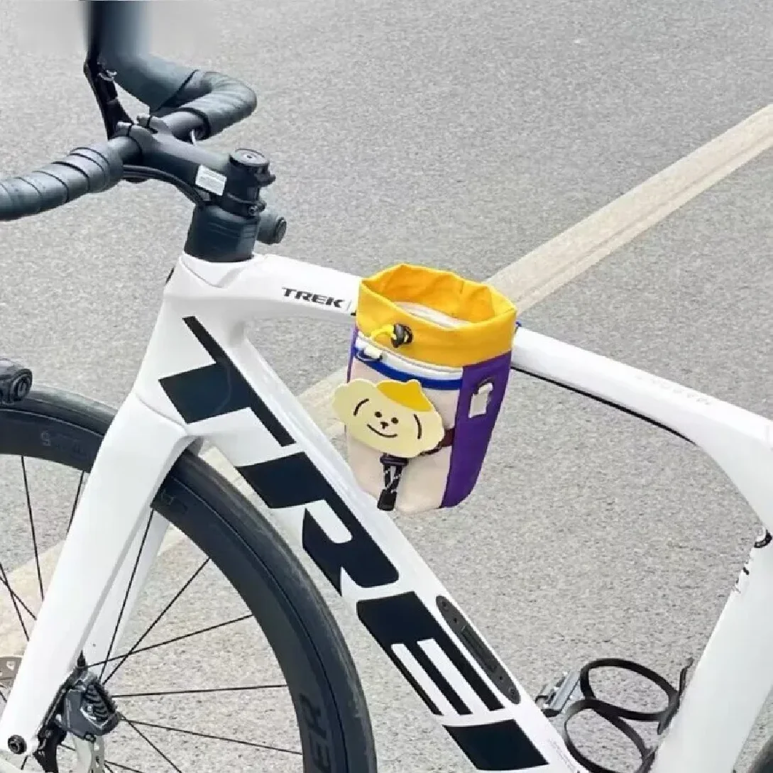 Cute Cartoon Bicycle Basket Cycling Bike Front Storage Bag Sports Water Cup Organizer Portable Cycling Bag Bicycle Accessories