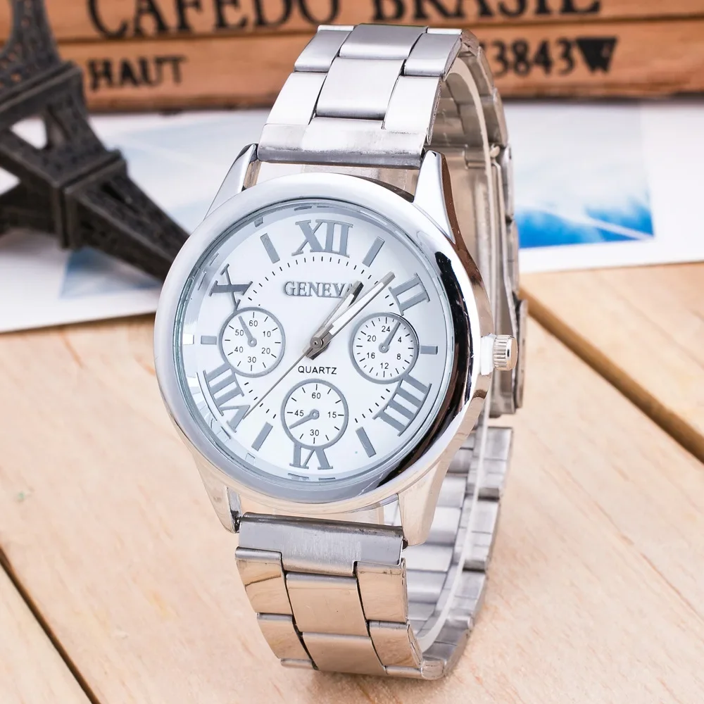 

New Fashion Women Luxury Brand Geneva Casual Quartz Watch for Women Stainless Steel Dress Watches Relogio Feminino Ladies Clock