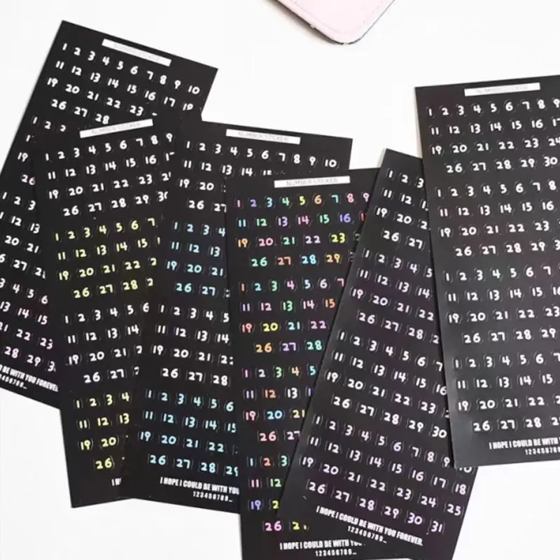 6 أوراق تاريخ ملاحظة ملصق رقم 1 ~ 31 عدد ملصقات التقويم مخطط سكرابوكينغ مجلة يوم شهري الوقت اليومي التسمية الديكور
