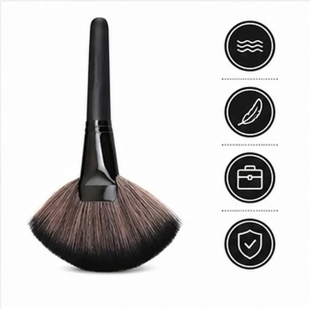 1Pcs Hair Cutting Brush Salon Barber Tool Portable Handle Compact Neck Face Cleaning Premium Material Comfortable Black