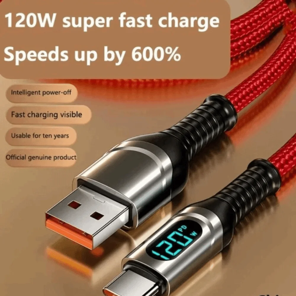 TPE USB Type C to C Cable Double Headed Lightweight Fast Charging Wire 1.5M 120W Type C Data Cable Mobile Phone Accessories