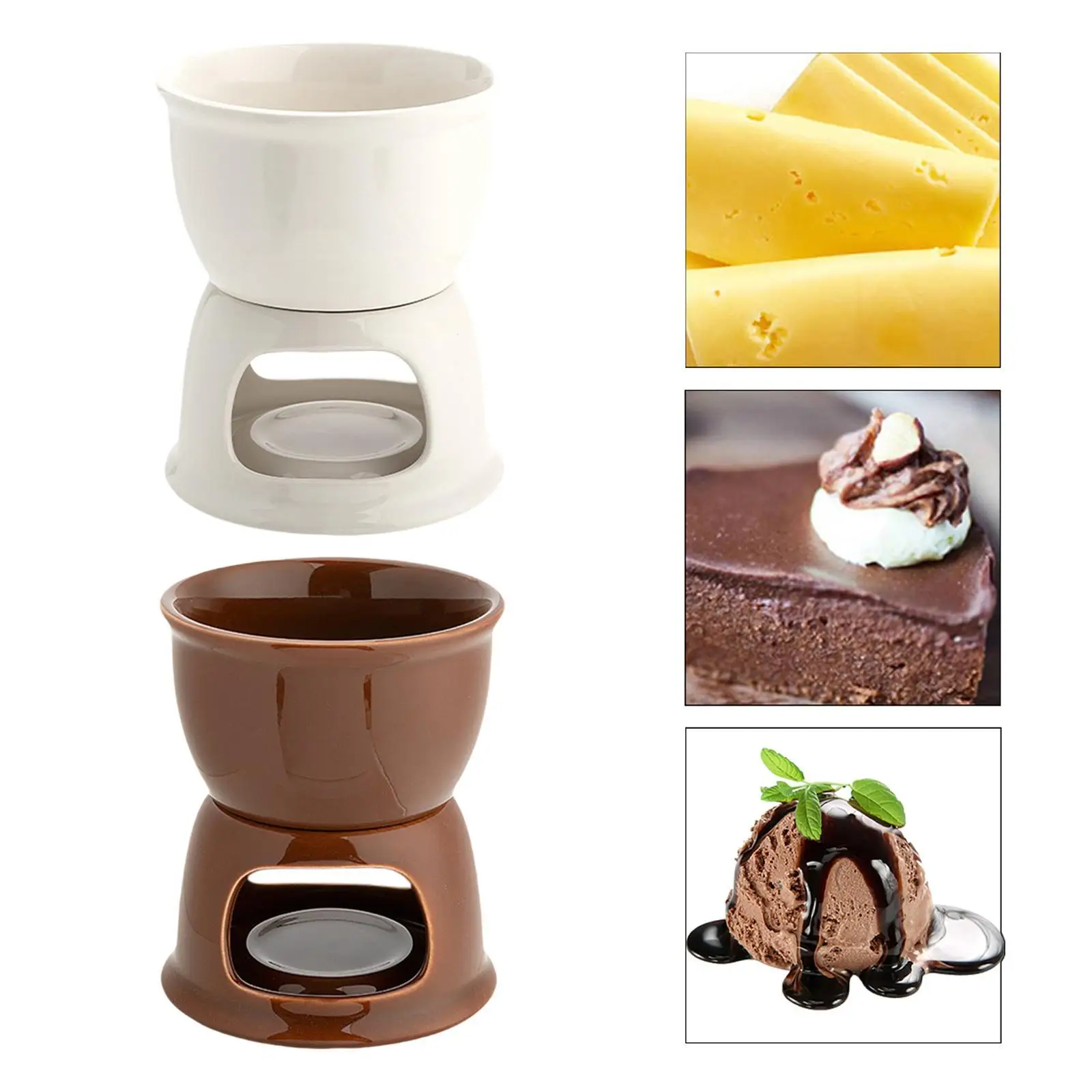 Chocolate Fondue Pot, Cheese Serving Fondue, Tealight, Porcelain Melting Pot, Hot Pot for Birthday Party, Dinner, Wedding