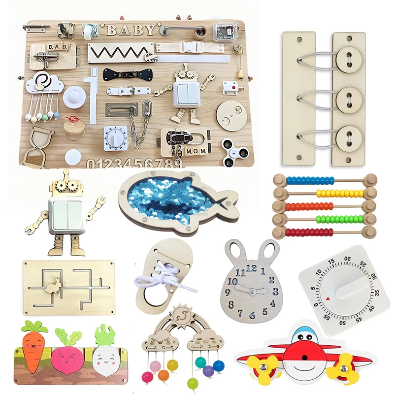 Busy Board Accessories DIY Toys Wooden Parts Montessori Educational Toy For Kids Children Parent-Child Game Puzzle Development